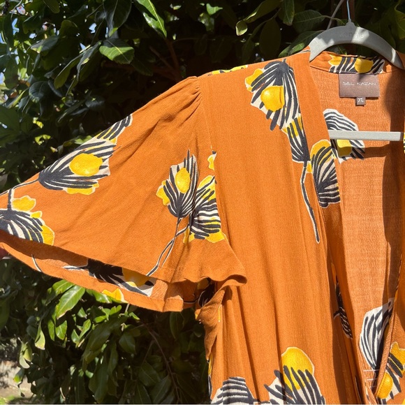 BEL KAZAN La Vie En Rose orange floral rayon surplice flutter sleeve maxi dress - Picture 3 of 7